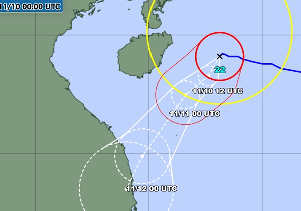 Dự báo đường đi của bão Yinxing (cơn bão số 7), theo JMA. Ảnh: JMA. Dự báo đường đi của bão Yinxing (cơn bão số 7), theo JMA. Ảnh: JMA.