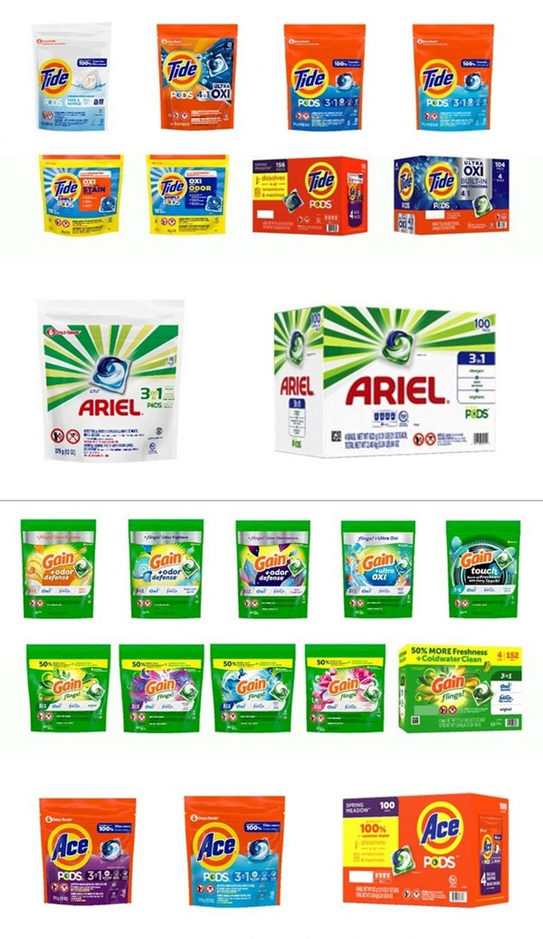 Các loại viên giặt đang bị thu hồi. Ảnh: CPSC.