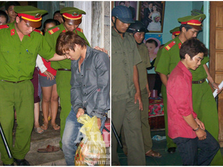 Công an huyện Đồng Xuân áp giải các đối tượng