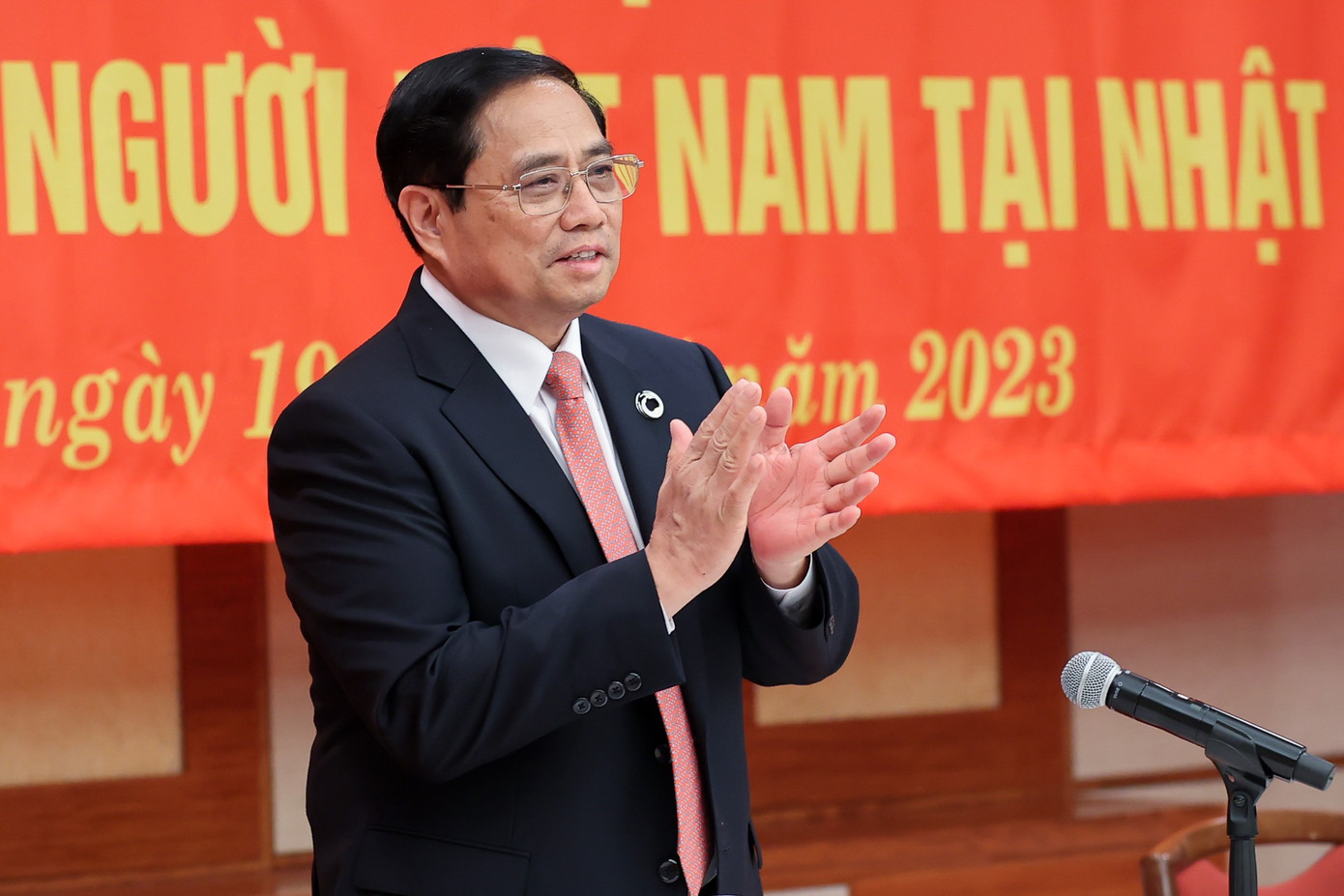 Thủ tướng Chính phủ Phạm Minh Chính tại cuộc gặp kiều bào, chiều 19/5. Ảnh: NB Thủ tướng Chính phủ Phạm Minh Chính tại cuộc gặp kiều bào, chiều 19/5. Ảnh: NB