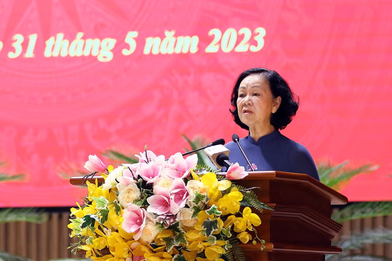 Thường trực Ban Bí thư, Trưởng ban Tổ chức T.Ư Trương Thị Mai phát biểu. Ảnh PV Thường trực Ban Bí thư, Trưởng ban Tổ chức T.Ư Trương Thị Mai phát biểu. Ảnh PV