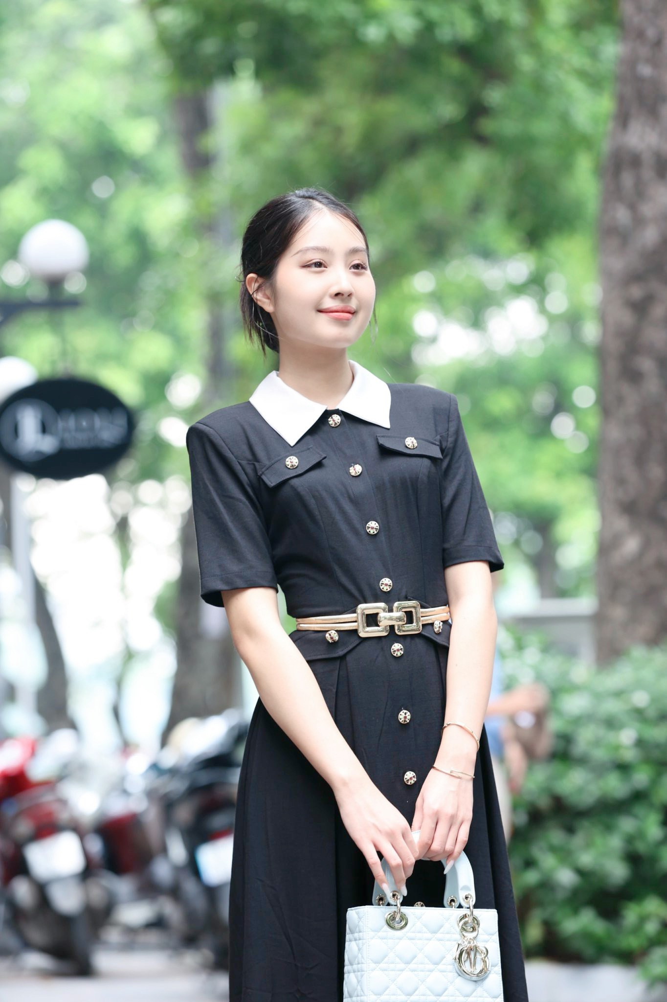 Người đẹp top 10 Hoa hậu Việt Nam 2022 Phạm Giáng My ghi điểm với vẻ ngoài trong sáng.