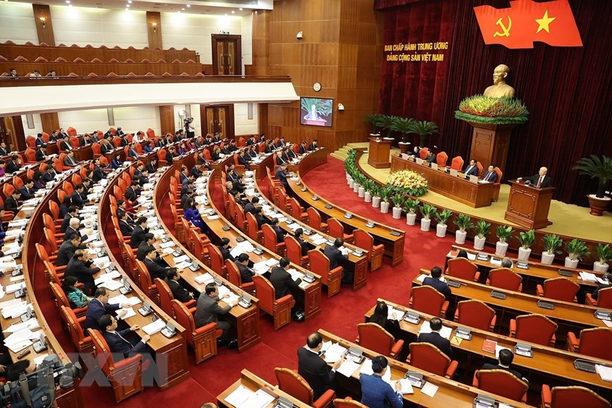 Tổng Bí thư Nguyễn Phú Trọng phát biểu khai mạc Hội nghị Trung ương 8, khóa XIII. (Ảnh: Trí Dũng/TTXVN)