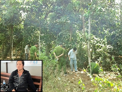 Công an truy tìm thi thể bà Dương Thị Thủy Bình Hà trong vườn nhà bà Lê Thị Hường (ảnh lớn), bà Lê Thị Hường (ảnh nhỏ)