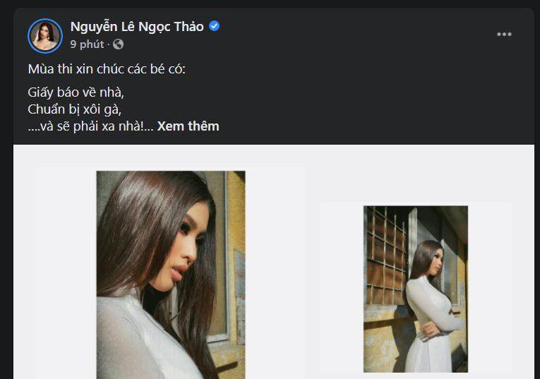 Á hậu Ngọc Thảo trổ tài làm thơ tặng các sĩ tử 2K3. Á hậu Ngọc Thảo trổ tài làm thơ tặng các sĩ tử 2K3.