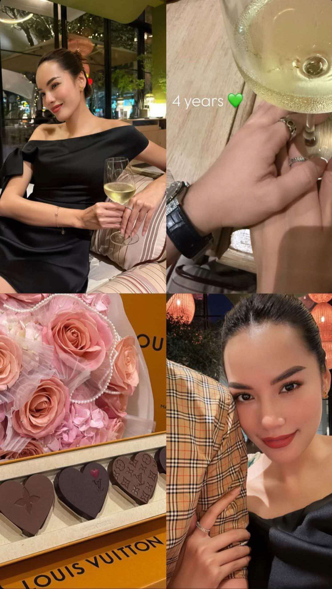 Hoa hậu Lê Hoàng Phương đăng ảnh tựa vào vai một người đàn ông giấu mặt kèm theo dòng chú thích "4 năm", khiến nhiều người tò mò. Trước đó, Hoa hậu Hòa bình Việt Nam 2023 chưa từng chia sẻ về bạn trai. Cô đang vướng tin hẹn hò bạn trai cũ của Thiều Bảo Trâm.