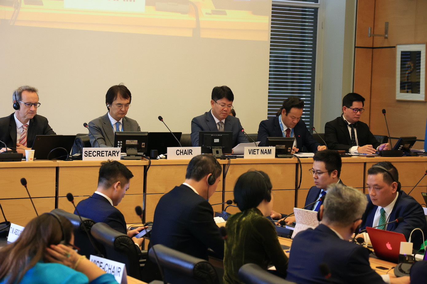 Toàn cảnh phiên họp với Ủy ban Nhân quyền Liên Hợp Quốc. (Ảnh: TTXVN)