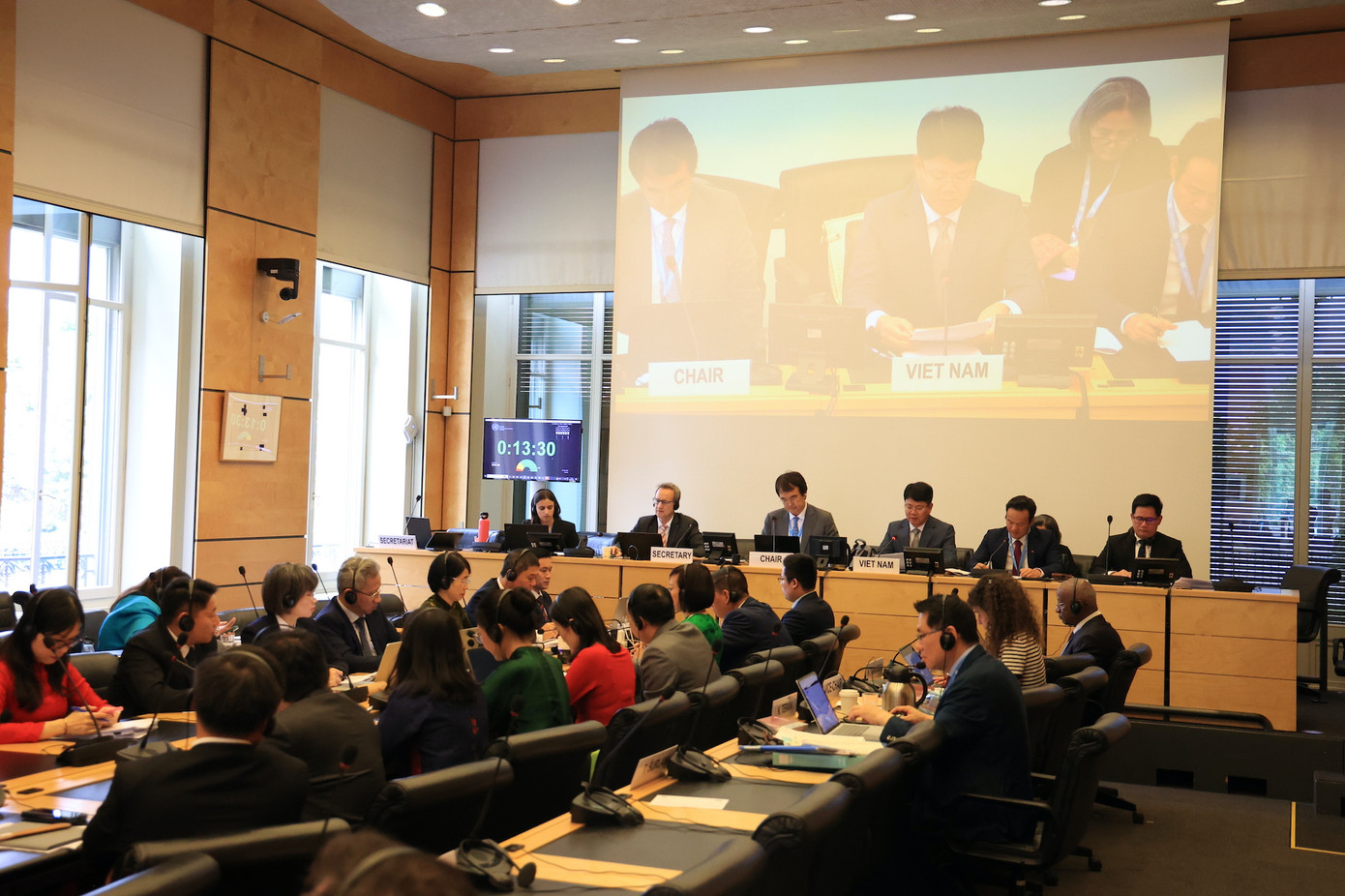 Toàn cảnh phiên họp với Ủy ban Nhân quyền Liên Hợp Quốc. (Ảnh: TTXVN)