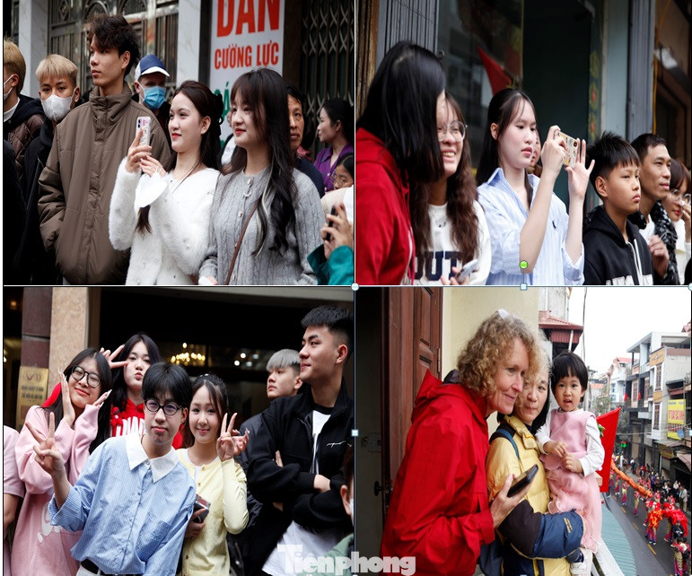 Lễ rước pháo Đồng Kỵ thu hút nhiều bạn trẻ và du khách nước ngoài. Ảnh: Nguyễn Thắng