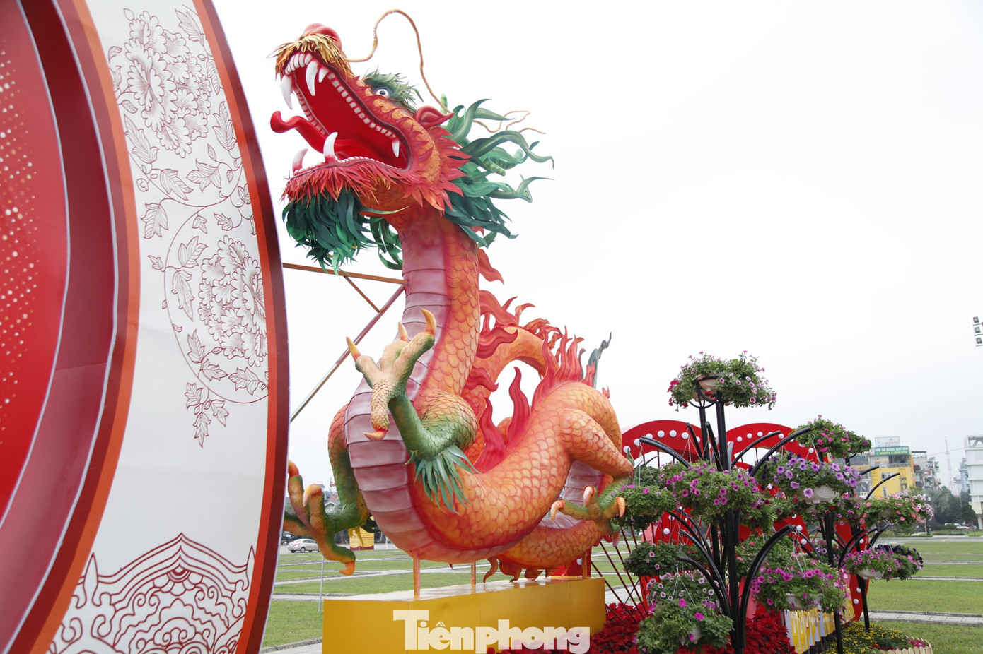 Mỗi linh vật rồng dài 5m, cao 3,8m. Ảnh: Nguyễn Thắng.