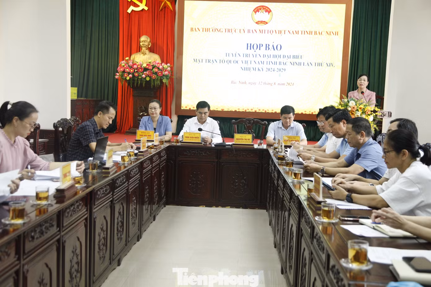Mặt trận Tổ quốc tỉnh Bắc Ninh họp báo thông tin về Đại hội Mặt trận Tổ quốc tỉnh nhiệm kỳ 2024 - 2029. Ảnh: Nguyễn Thắng