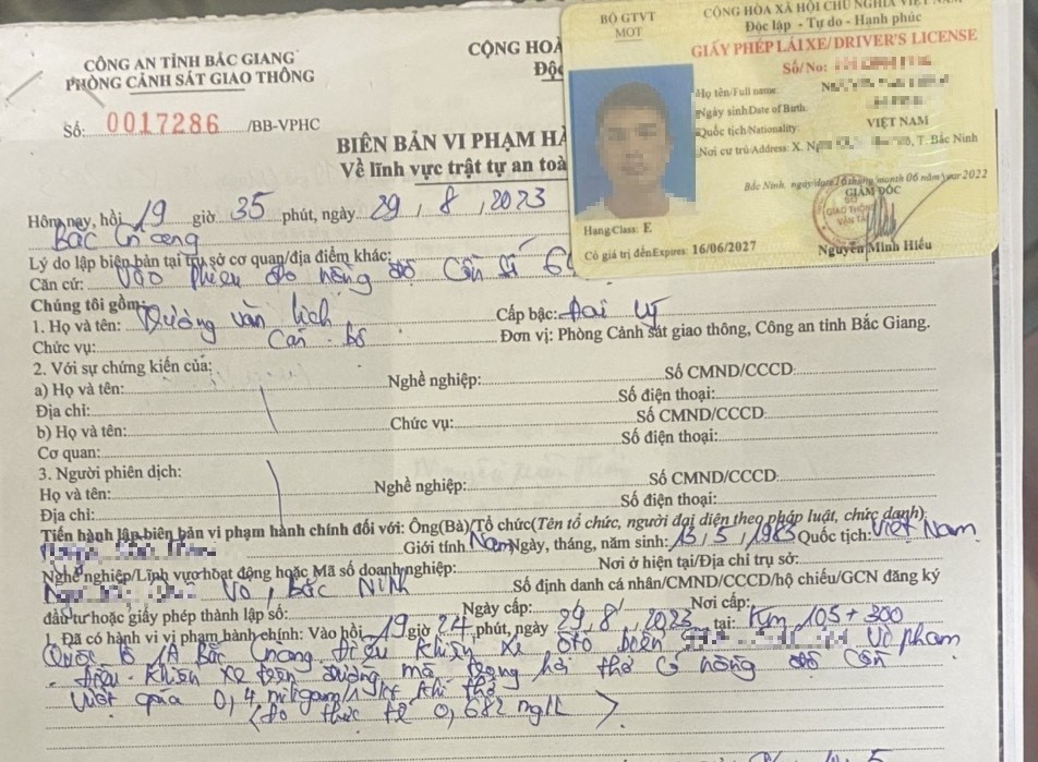 Biên bản vi phạm hành chính đối với ông T. Biên bản vi phạm hành chính đối với ông T.