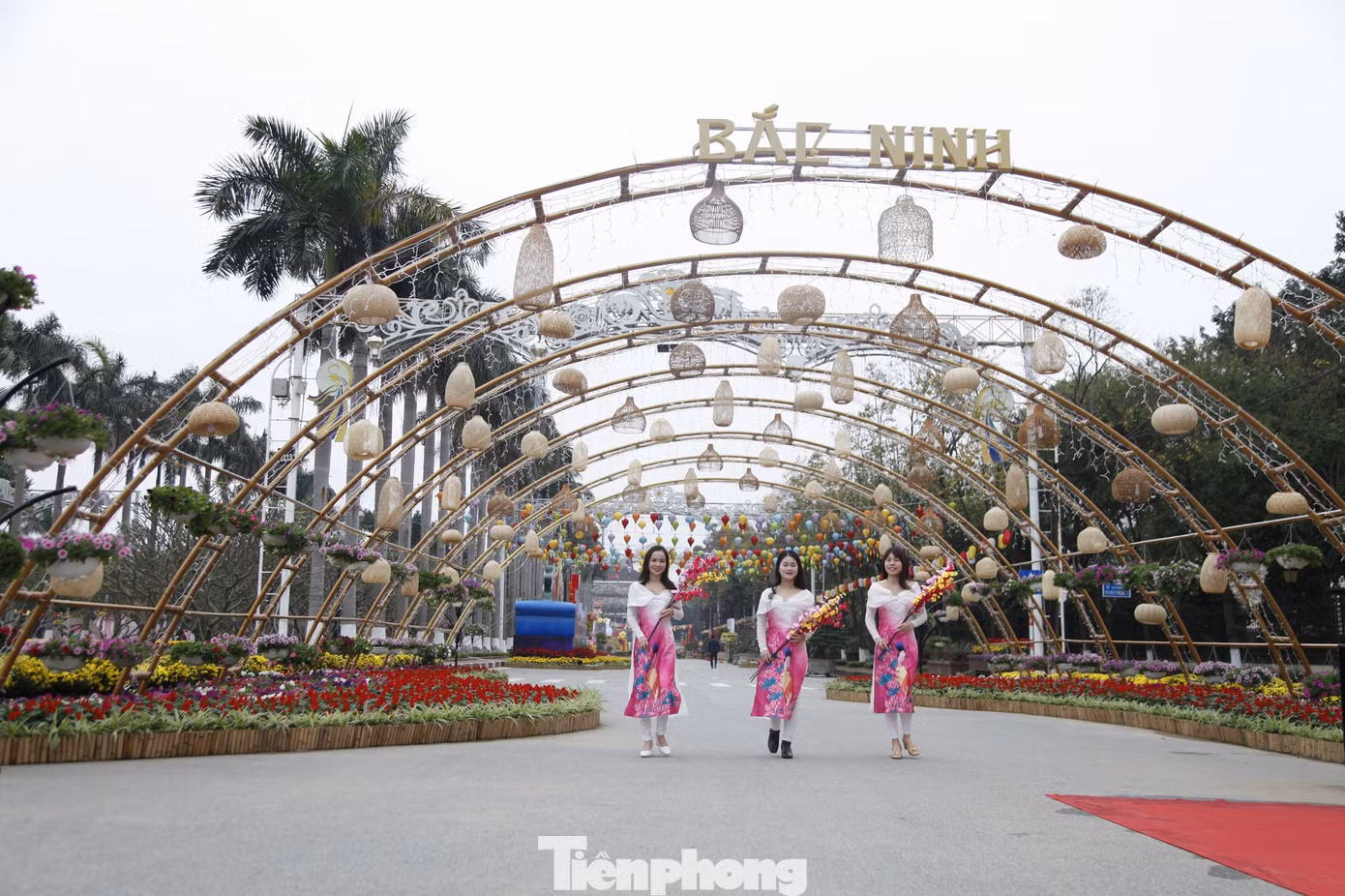Đây là năm thứ 5 thành phố Bắc Ninh tổ chức đường hoa kết hợp với tuyến phố đi bộ để phục vụ người dân trong và ngoài tỉnh du xuân. Ảnh: Nguyễn Thắng