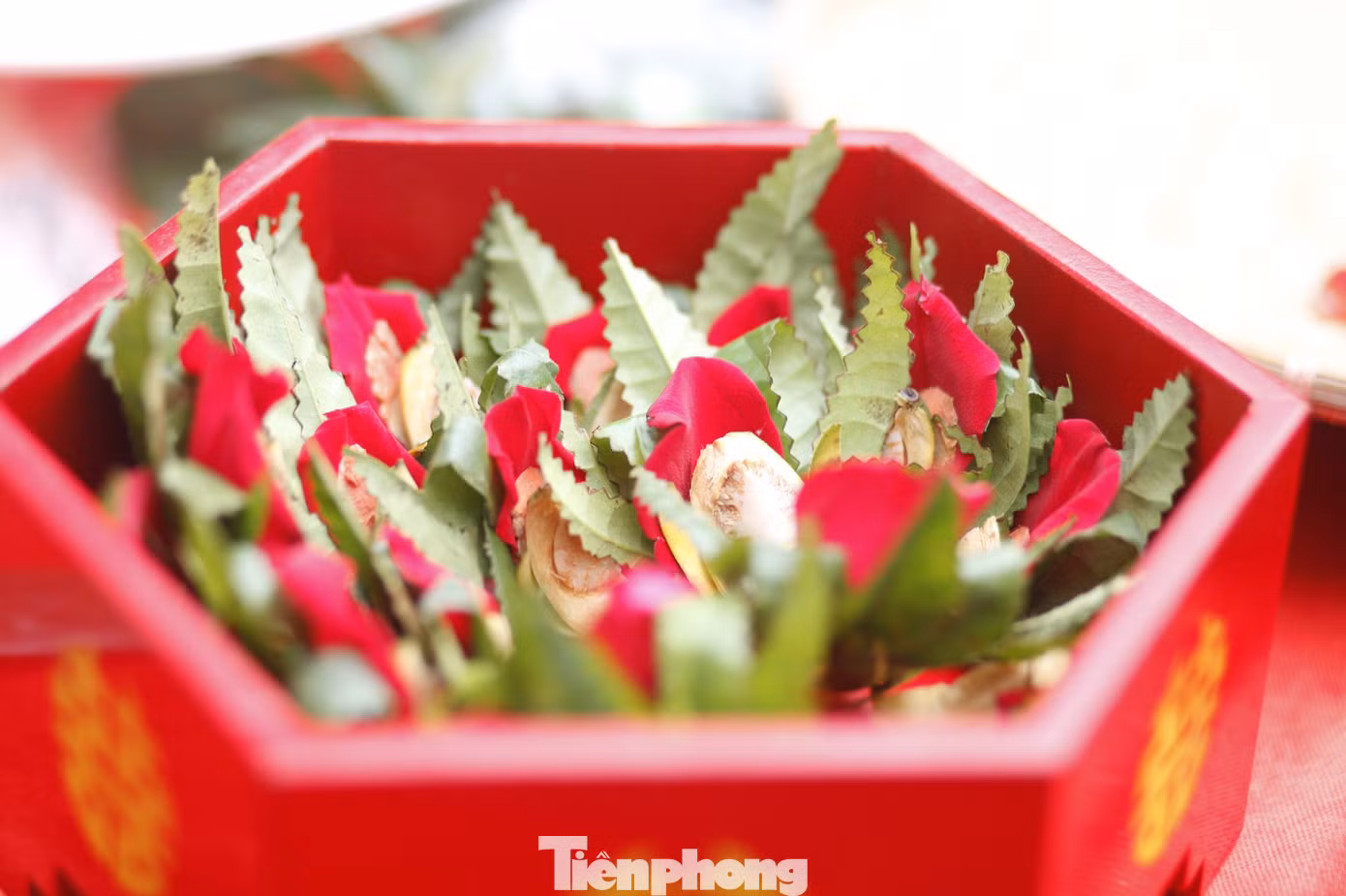 Trầu têm cánh phượng tặng du khách tại hội Lim. Ảnh: Nguyễn Thắng.