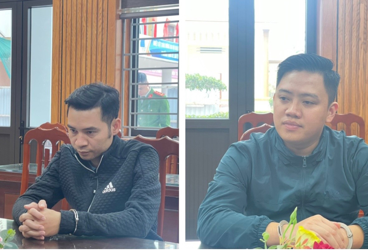 Đối tượng Thiêm (bên trái) và Kiên. Đối tượng Thiêm (bên trái) và Kiên.