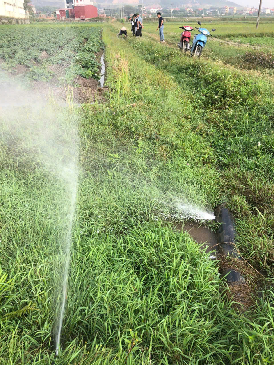 Công an thị xã Việt Yên đang xác minh đường ống dẫn nước vào sân golf Việt Yên bị thủng nhiều chỗ nghi ngờ do phá hoại.