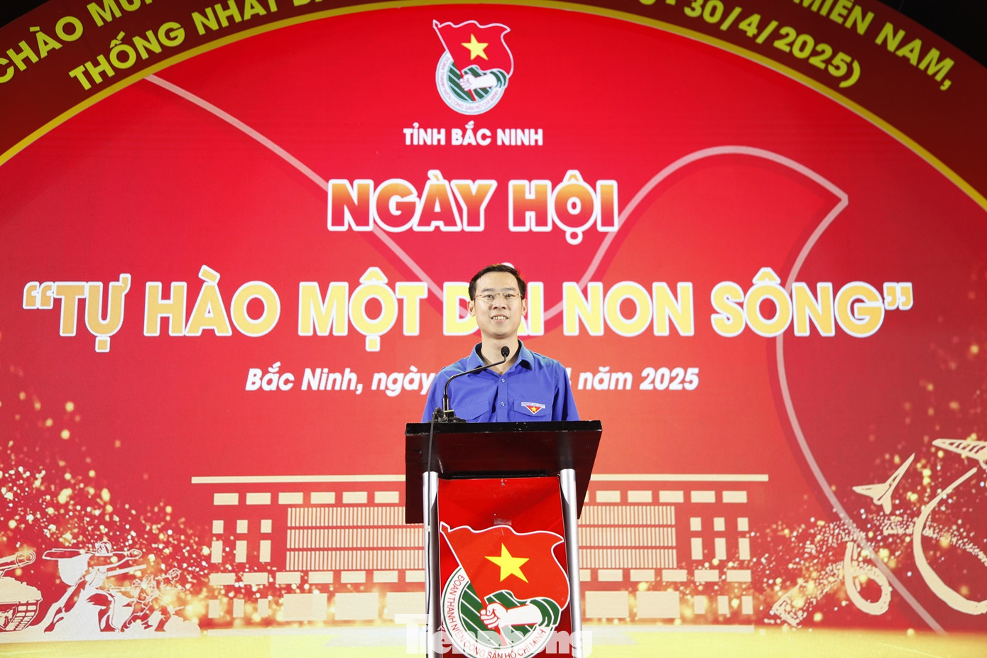 Phó Bí thư Tỉnh Đoàn Bắc Ninh Hà Thái Sơn phát biểu tại chương trình. Ảnh: Nguyễn Thắng Phó Bí thư Tỉnh Đoàn Bắc Ninh Hà Thái Sơn phát biểu tại chương trình. Ảnh: Nguyễn Thắng