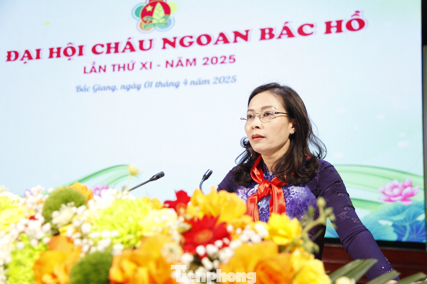 Bà Nguyễn Thị Hương – Phó Bí thư Thường trực Tỉnh ủy, Chủ tịch HĐND tỉnh Bắc Giang phát biểu tại đại hội. Ảnh: Nguyễn Thắng