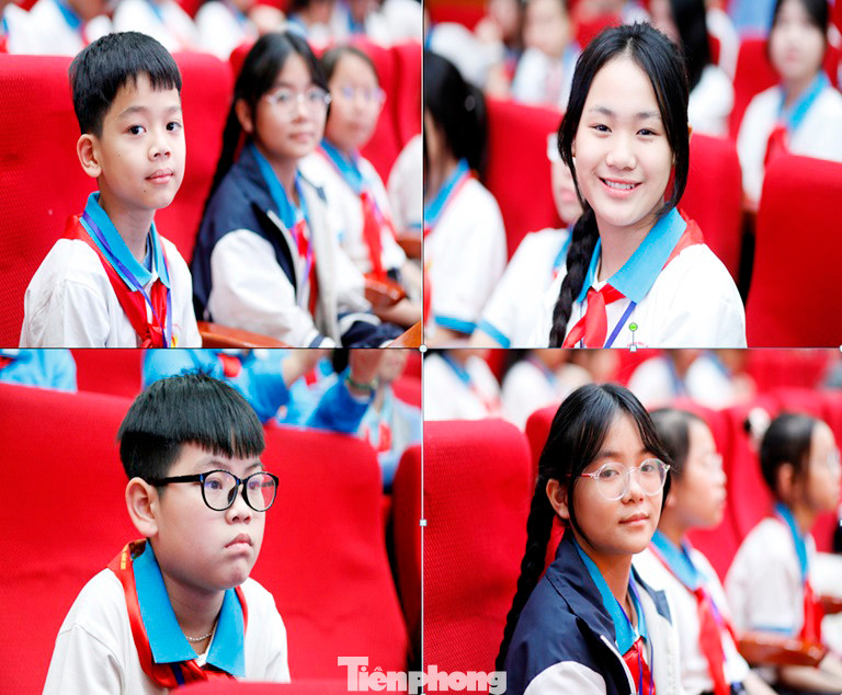 Các bạn thiếu nhi Bắc Giang hồ hởi dự đại hội. Ảnh: Nguyễn Thắng