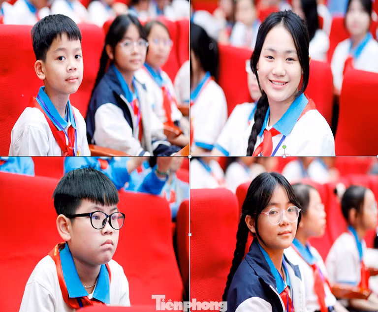 Các bạn thiếu nhi Bắc Giang hồ hởi dự đại hội. Ảnh: Nguyễn Thắng Các bạn thiếu nhi Bắc Giang hồ hởi dự đại hội. Ảnh: Nguyễn Thắng