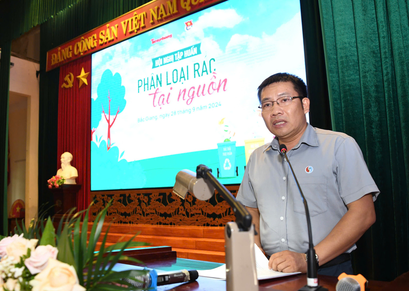 Ông Nguyễn Văn Sang - Phó Chi cục Bảo vệ môi trường, Sở Tài nguyên và Môi trường tỉnh Bắc Giang phát biểu tại chương trình.