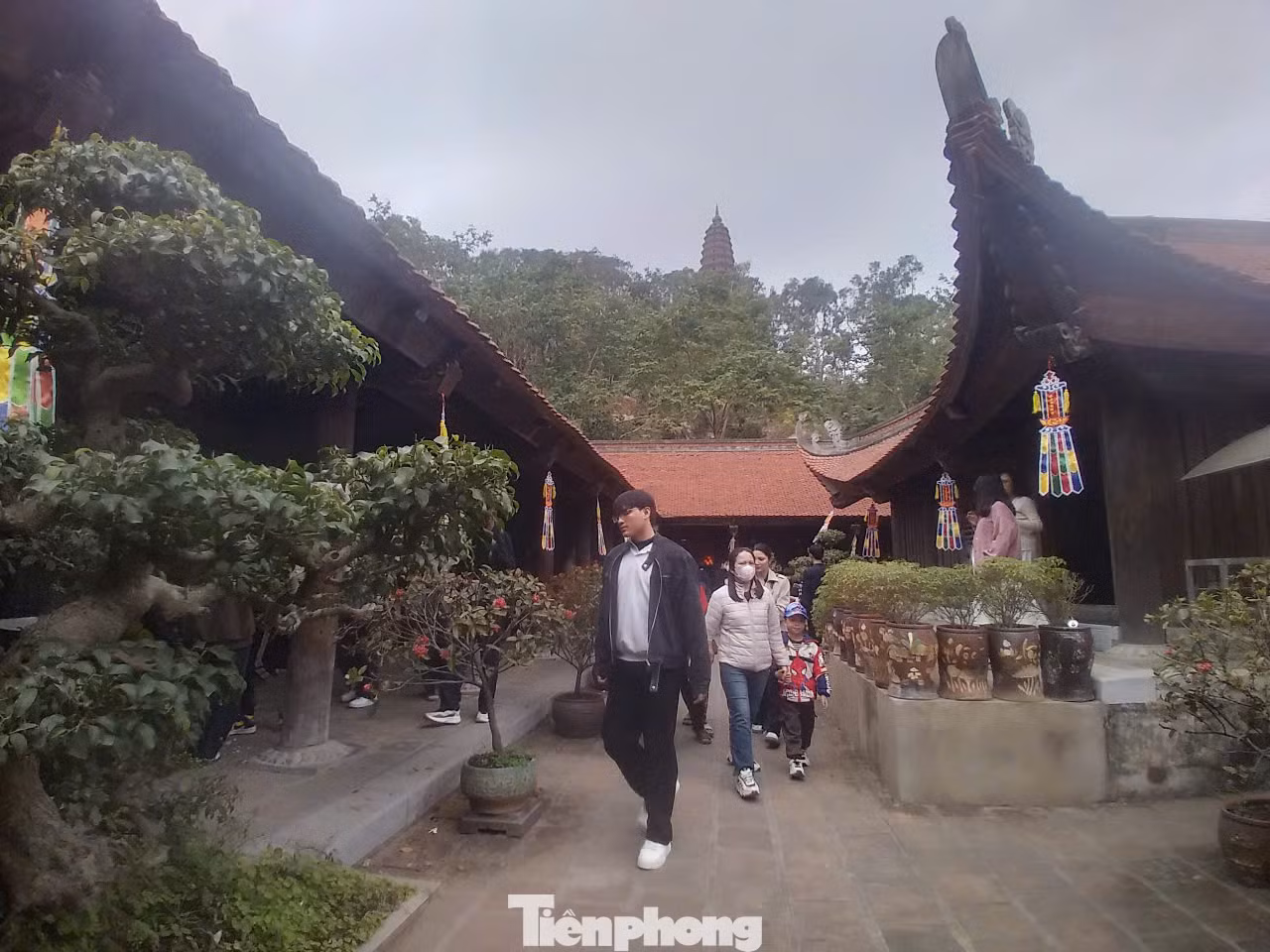 Hiện, chùa có 7 gian tiền đường để dùng vào việc đón tiếp khách, 5 gian bảo thờ Phật, đức A Di Đà cùng các vị tam thế, 8 gian nhà Tổ và 7 gian nhà thờ Mẫu. Ảnh: Nguyễn Thắng.