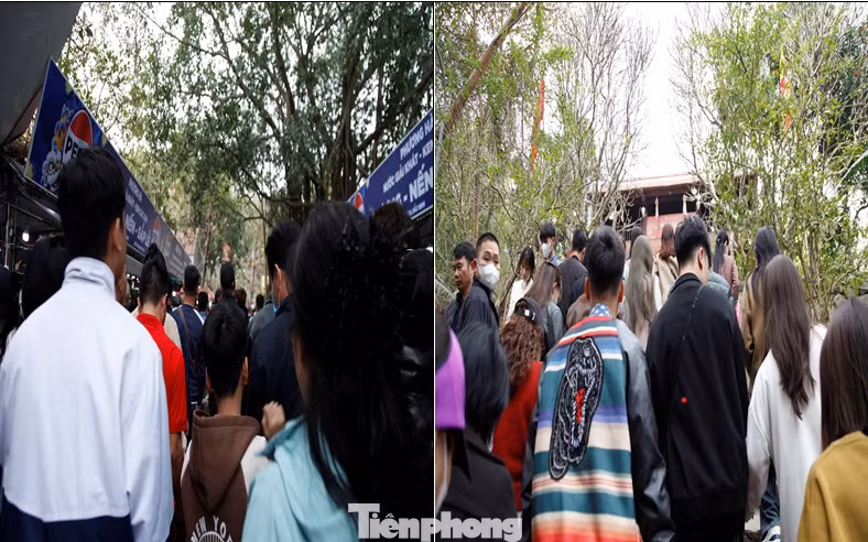 Dòng người nô nức lên Chính điện chùa Phật Tích. Ảnh: Nguyễn Thắng.