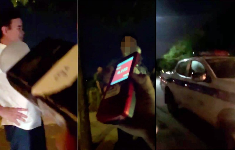 Cảnh sát Giao thông kiểm tra nồng độ cồn đối với Lê Ngọc. Cảnh sát Giao thông kiểm tra nồng độ cồn đối với Lê Ngọc.