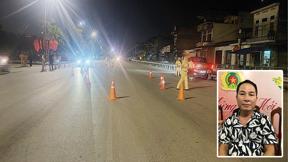 Ảnh lớn: Chốt kiểm soát, xử lý vi phạm nồng độ cồn tại đường Xương Giang - nơi lái xe Đinh Công Bình vi phạm. Ảnh nhỏ: Đinh Công Bình bị tạm giữ tại cơ quan công an.