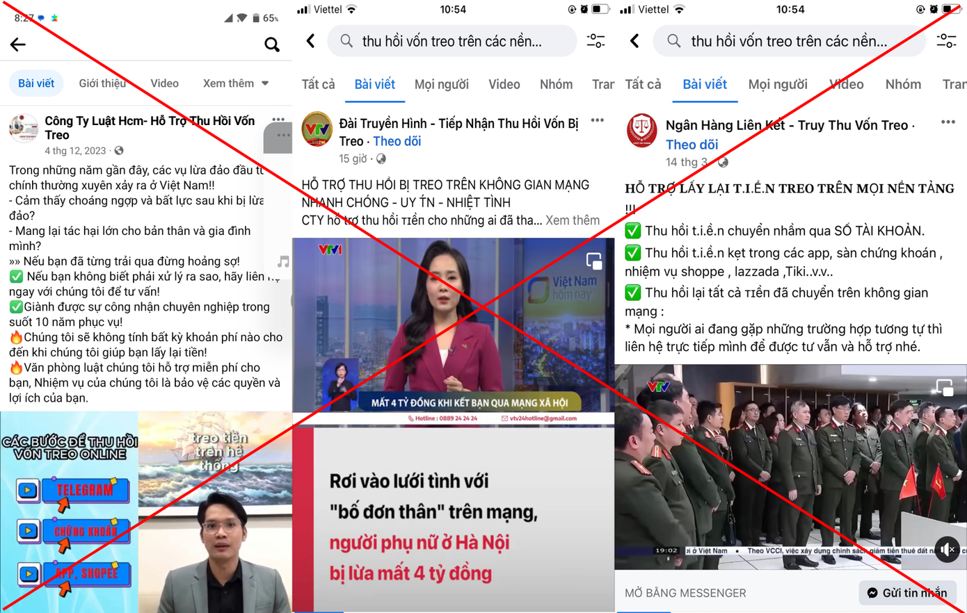Các Fanpage giả danh để thực hiện hành vi lừa đảo. Ảnh: Công an tỉnh Bắc Giang Các Fanpage giả danh để thực hiện hành vi lừa đảo. Ảnh: Công an tỉnh Bắc Giang