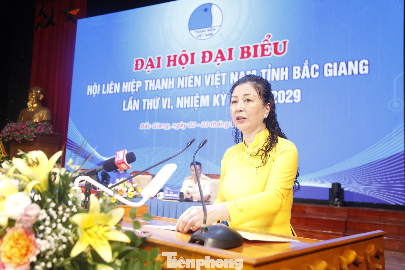 Bà Lê Thị Thu Hồng – Phó Bí thư Thường trực Tỉnh ủy, Chủ tịch HĐND tỉnh Bắc Giang phát biểu tại đại hội. Ảnh: Nguyễn Thắng