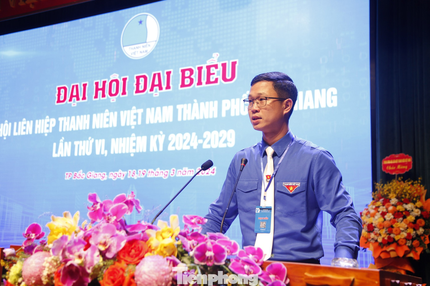 Bí thư Tỉnh Đoàn Bắc Giang - anh Thân Trung Kiên phát biểu tại Đại hội. Ảnh: Nguyễn Thắng Bí thư Tỉnh Đoàn Bắc Giang - anh Thân Trung Kiên phát biểu tại Đại hội. Ảnh: Nguyễn Thắng