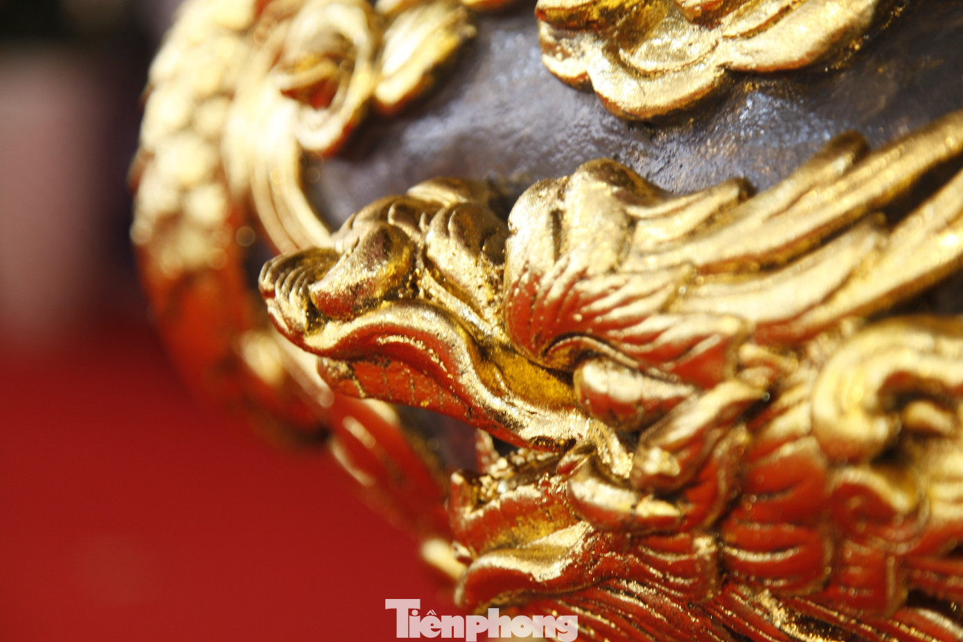 Vàng dát hình rồng lên chậu hoa lan. Theo anh Phạm Văn Huy - chủ gian hàng, anh phải thuê đội thợ trồng chậu hoa lan mất một ngày và 2 người dát vàng lên chậu suốt 12 tiếng. Ảnh: Nguyễn Thắng Vàng dát hình rồng lên chậu hoa lan. Theo anh Phạm Văn Huy - chủ gian hàng, anh phải thuê đội thợ trồng chậu hoa lan mất một ngày và 2 người dát vàng lên chậu suốt 12 tiếng. Ảnh: Nguyễn Thắng