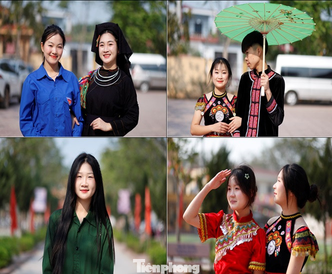 Nhiều nữ sinh hào hứng tham gia chương trình sắc màu vùng cao. Ảnh: Nguyễn Thắng
