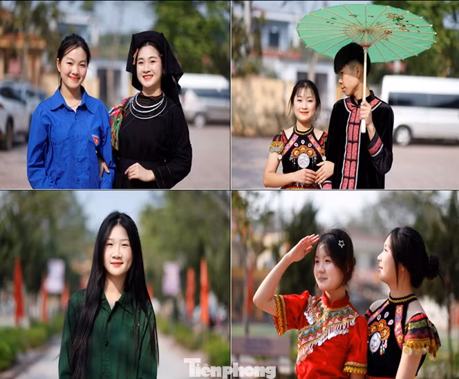 Nhiều nữ sinh hào hứng tham gia chương trình sắc màu vùng cao. Ảnh: Nguyễn Thắng