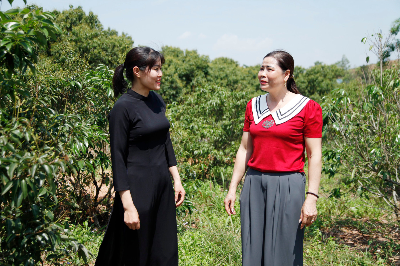 Nhiều chị em ở xã Tuấn Đạo thoát nghèo từ sự hỗ trợ của chị Lục Thị Hương. Ảnh: Nguyễn Thắng