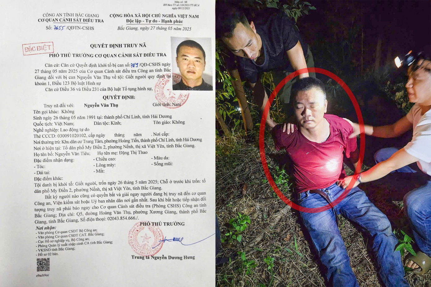 Công an Bắc Giang bắt giữ đối tượng Thụ.