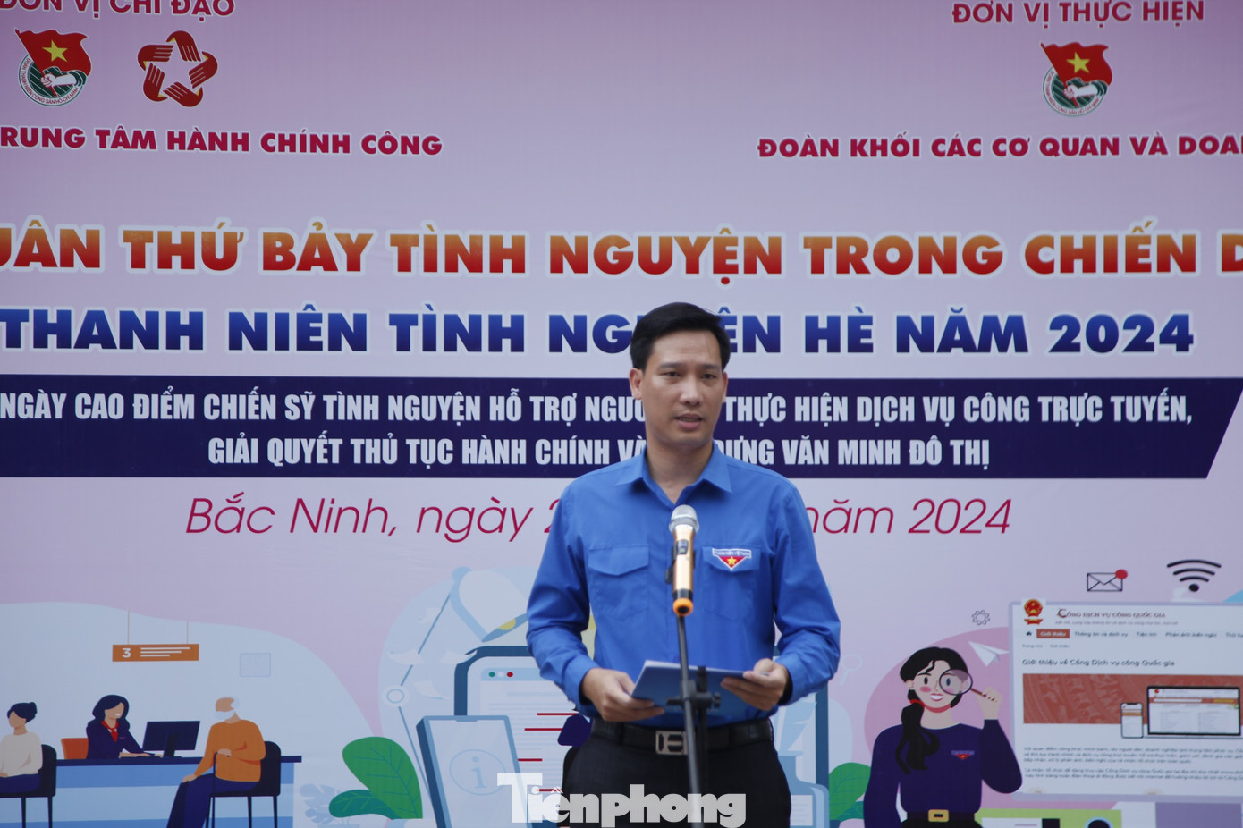 Phó Bí thư Tỉnh Đoàn Bắc Ninh Nguyễn Bảo Đại phát biểu tại chương trình. Ảnh: Nguyễn Thắng