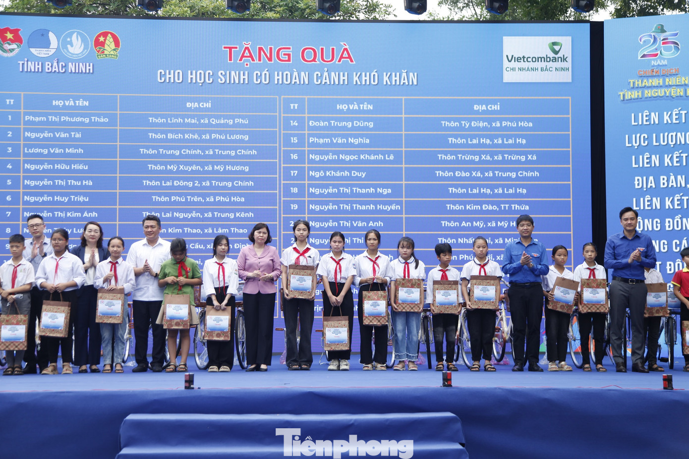 Tặng quà các em học sinh khó khăn. Ảnh: Nguyễn Thắng