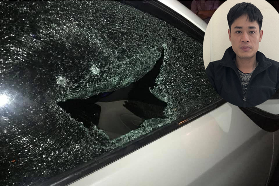 Đối tượng Năm (ảnh nhỏ) và ảnh minh họa ô tô bị phá kính. Đối tượng Năm (ảnh nhỏ) và ảnh minh họa ô tô bị phá kính.