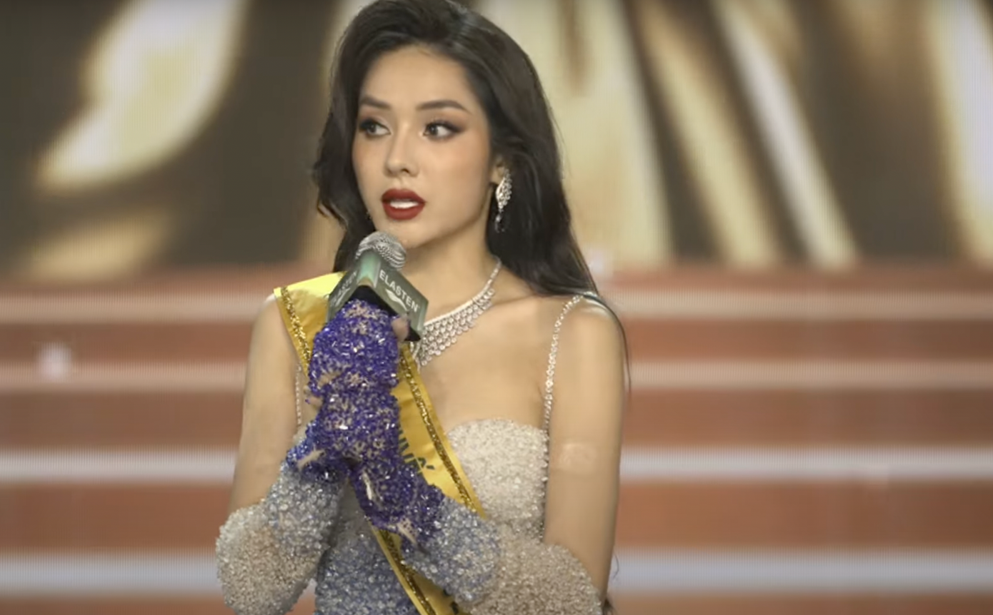 Lê Thị Hồng Hạnh không hoàn thành tốt phần thuyết trình khi được hỏi về lòng bao dung trong xã hội hiện nay.