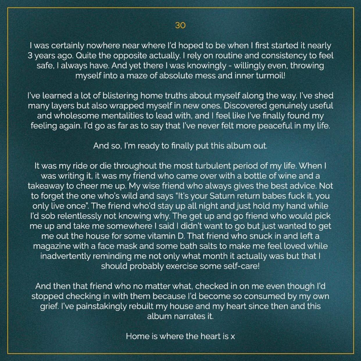 Tâm thư của Adele. (Nguồn: Instagram) Tâm thư của Adele. (Nguồn: Instagram)