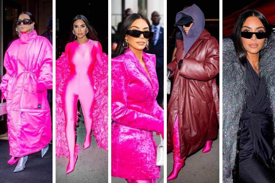 Trước ngày phát sóng, Kim Kardashian gây bão truyền thông nước Mỹ với những bộ cánh bắt mắt từ nhà mốt Balenciaga. (Nguồn: tổng hợp) Trước ngày phát sóng, Kim Kardashian gây bão truyền thông nước Mỹ với những bộ cánh bắt mắt từ nhà mốt Balenciaga. (Nguồn: tổng hợp)