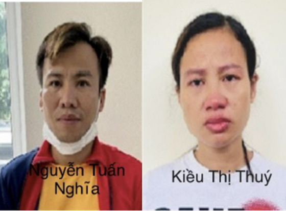 Bị can Nguyễn Tuấn Nghĩa và Kiều Thị Thúy