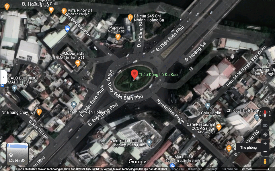 Vị trí vòng xoay Nguyễn Bỉnh Khiêm - Điện Biên Phủ. (Ảnh chụp từ GoogleMap) Vị trí vòng xoay Nguyễn Bỉnh Khiêm - Điện Biên Phủ. (Ảnh chụp từ GoogleMap)