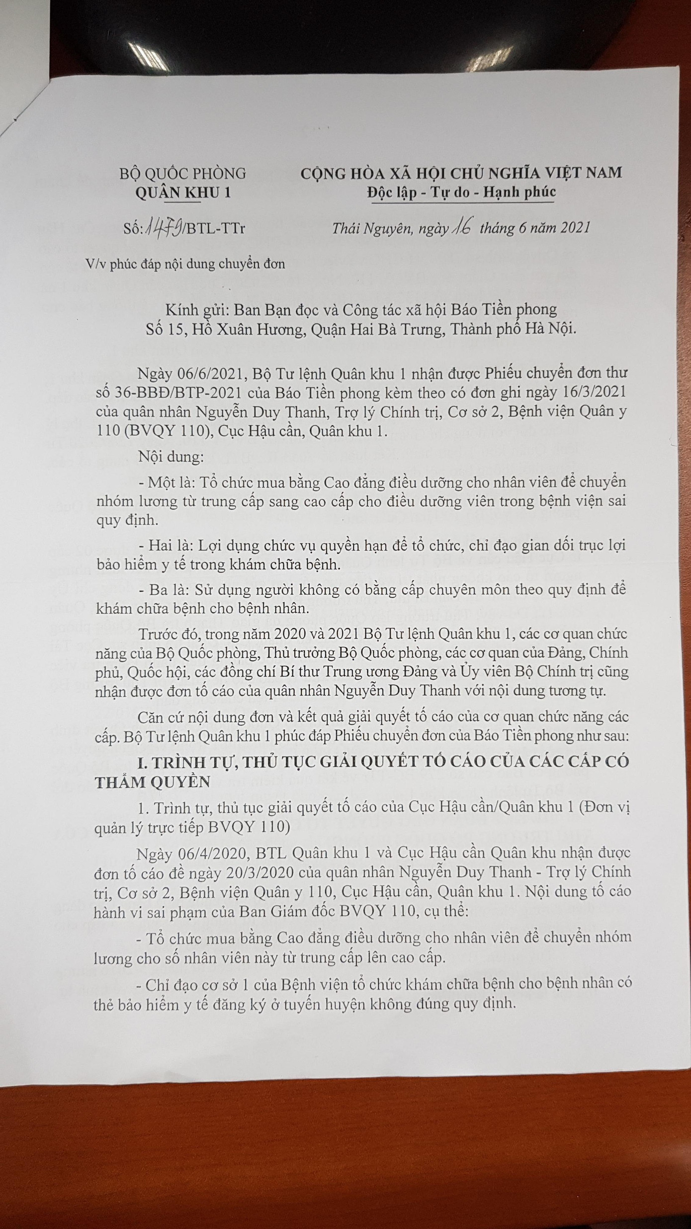 Quân khu 1 từng chỉ ra nhiều sai phạm tại Bệnh viện Quân Y 110 ảnh 2