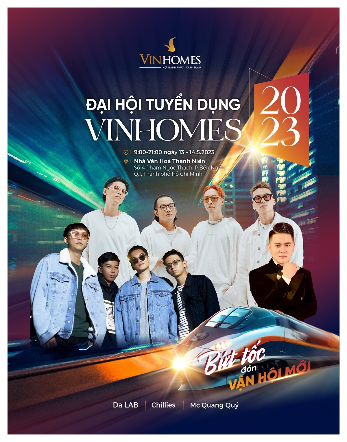 Chương trình có sự góp mặt của nhiều ca sĩ, nhóm nhạc nổi tiếng cùng các buổi tọa đàm đến từ những chuyên gia hàng đầu trong lĩnh vực tuyển dụng, bất động sản (Ảnh: Vinhomes).