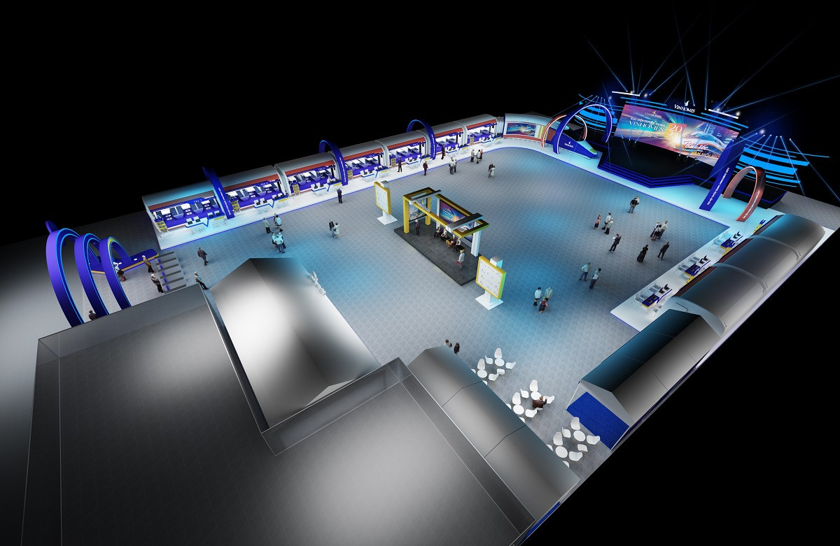 Sân khấu hoành tráng cùng các gian hàng được lấy ý tưởng từ đoàn tàu metro bứt tốc vào kỷ nguyên mới. Sân khấu hoành tráng cùng các gian hàng được lấy ý tưởng từ đoàn tàu metro bứt tốc vào kỷ nguyên mới.