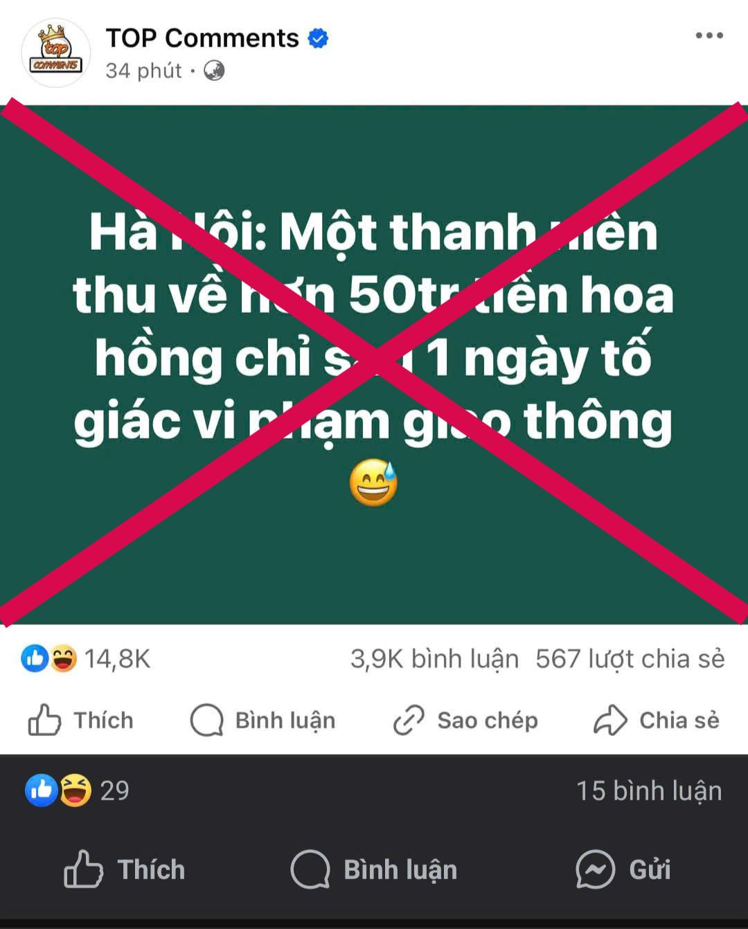 Thông tin sai sự thật được lan truyền trên mạng xã hội.