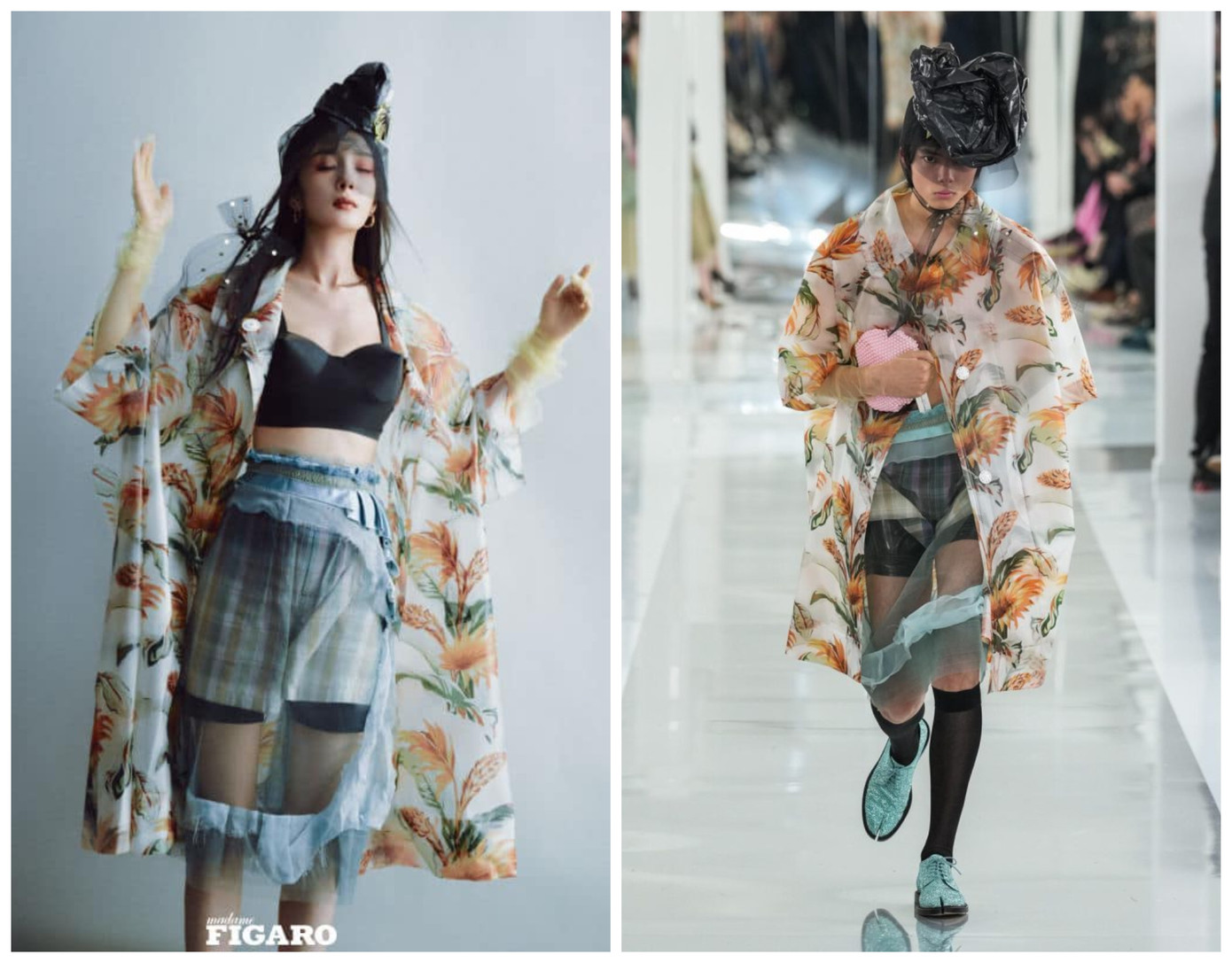 Bộ trang phục thuộc BST Thu Đông 2023 của thương hiệu Masion Margiela. Dương Mịch là nghệ sĩ Trung Quốc đầu tiên diện trang phục này.